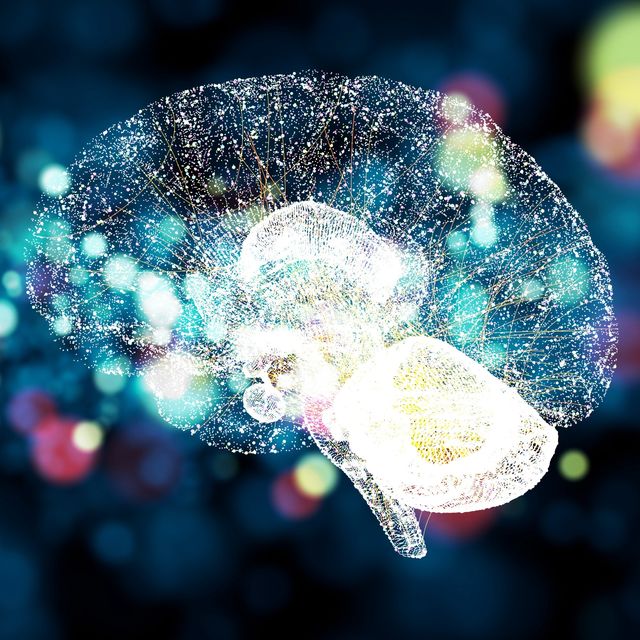 Illustration of a brain with colorful background